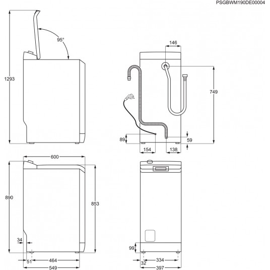 Electrolux EW2TN5261FP Veļas mašīna ar augšējo ielādi 6 kg 1200 apgr./min balta