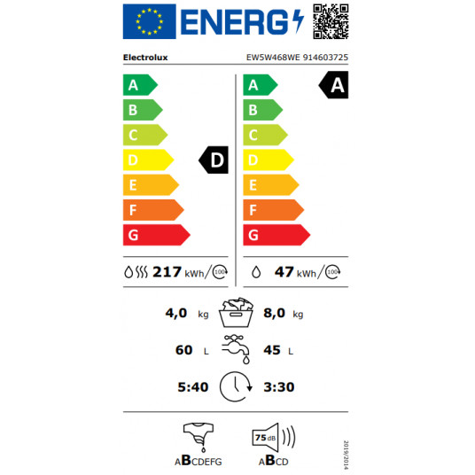 Electrolux EW5W468WE veļas mazgājamā mašīna un žāvētājs