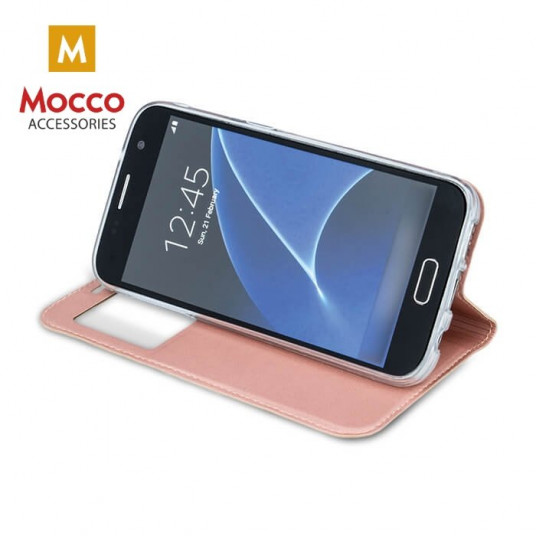 Mocco Smart Look Magnet Book Case With Window For Apple iPhone X / XS Rose Gold