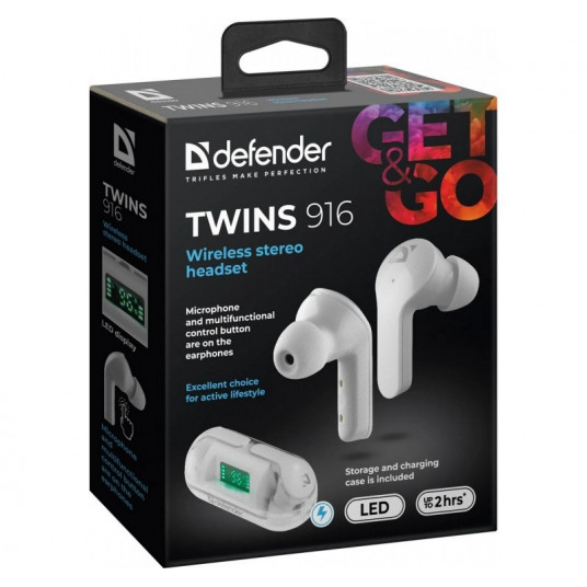 Austiņas Defender Twins 916 TWS White