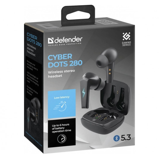 Austiņas Defender CyberDots 280 Black