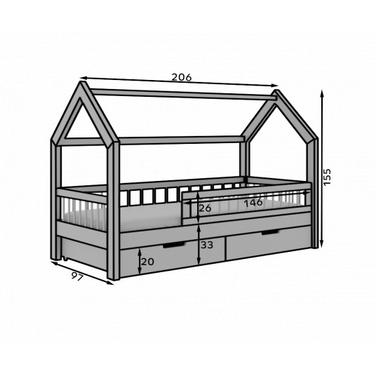 House Bed Galicja with mattress