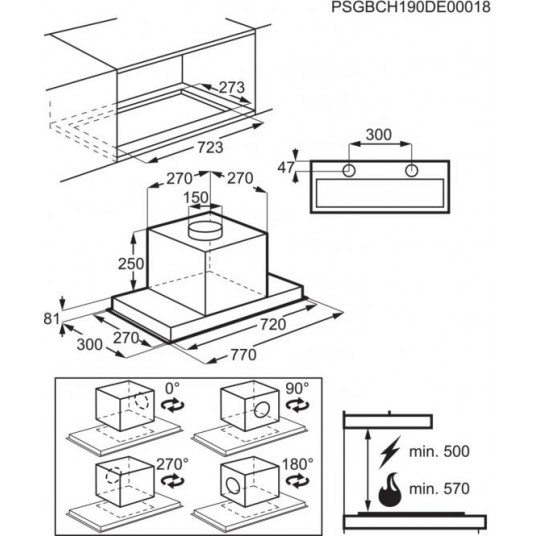 Tvaika nosūcējs  Electrolux LFG719X (pārpakots)