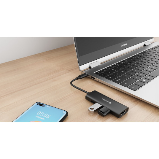 Swissten 4in1 USB-C Hub Multi-port laptop docking station 100W / HDMI 4K / 2x USB-A