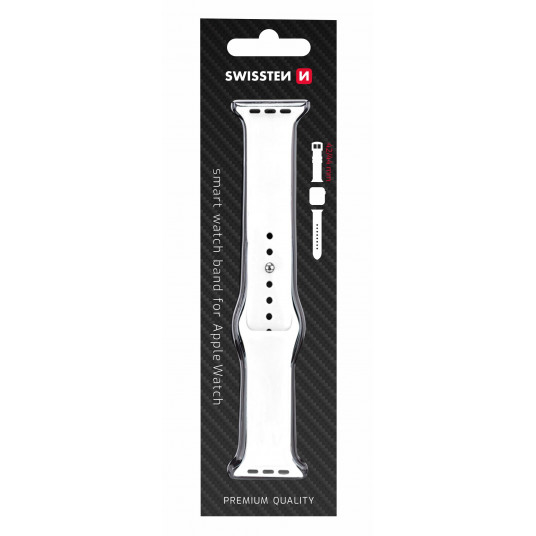 Swissten Silicone Band for Apple Watch 1/2/3/4/5/6/SE / 38 mm / 40 mm / White