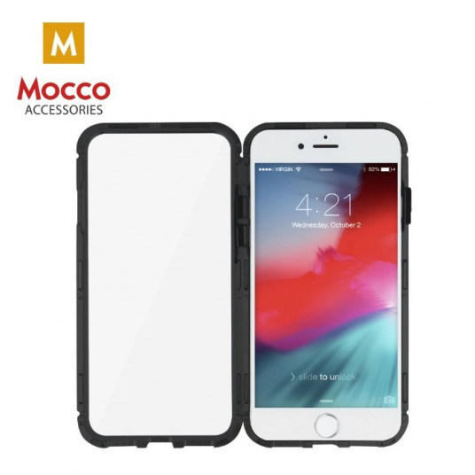 Mocco Double Side Aluminum Case 360 With Tempered Glass For Apple iPhone X / XS Transparent - Black