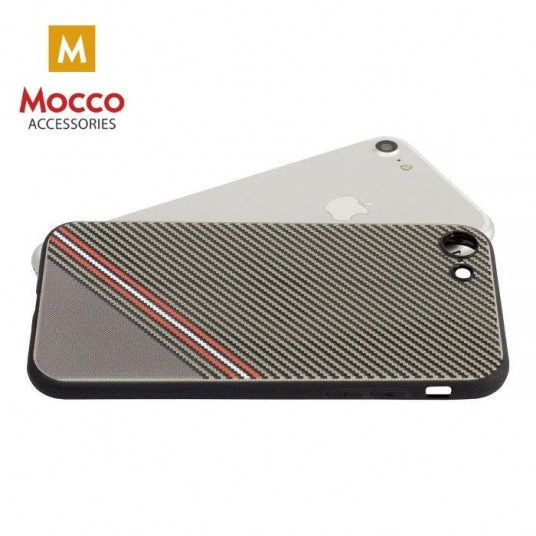 Mocco Trendy Grid And Stripes Silicone Back Case for Apple iPhone 7 Plus / 8 Plus Brown (Pattern 1)
