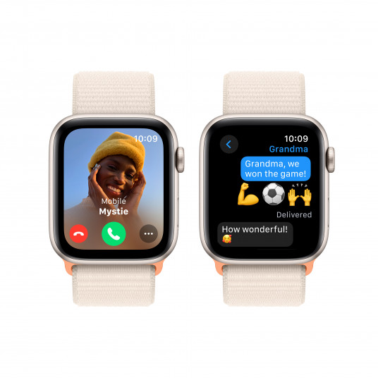 Viedpulkstenis Apple Watch SE GPS 44mm Starlight Aluminium Case with Starlight Sport Loop MRE63ET/A