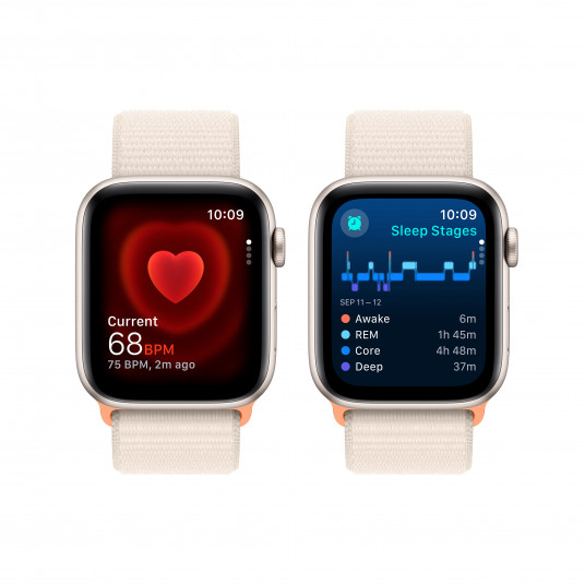 Viedpulkstenis Apple Watch SE GPS 44mm Starlight Aluminium Case with Starlight Sport Loop MRE63ET/A