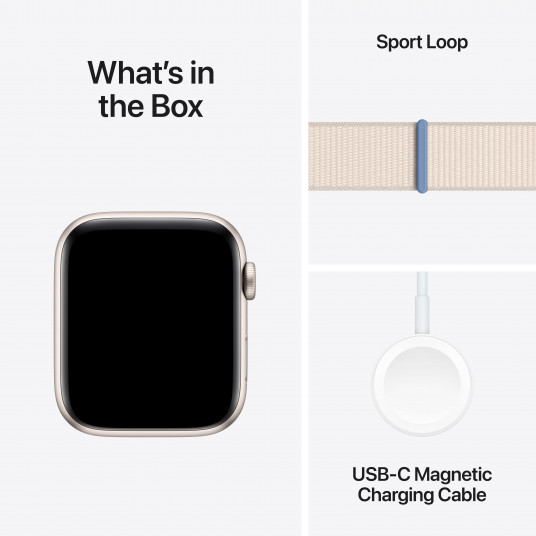 Viedpulkstenis Apple Watch SE GPS 44mm Starlight Aluminium Case with Starlight Sport Loop MRE63ET/A