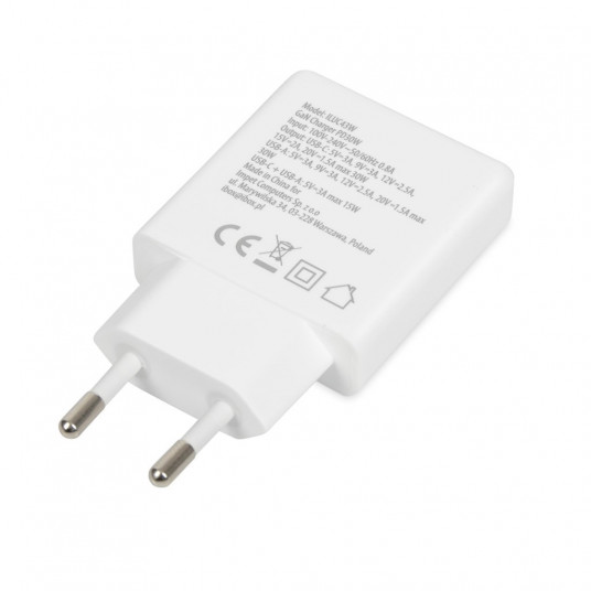 iBOX C-43 Slim GaN PD30W tīkla lādētājs, balts