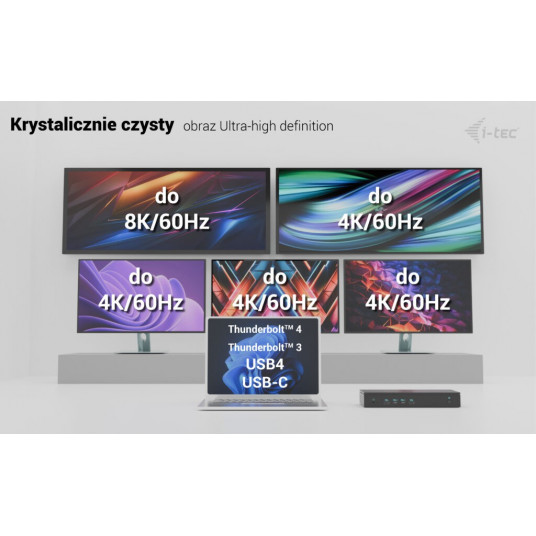 i-tec Universal 5x 4K/60Hz Display Docking Station 2xDP 3xHDMI LAN 2,5Gbps Audio 2x USB-C Power Delivery 100W