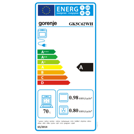 Gāzes plīts ar elektrisko cepeškrāsni GORENJE GK5C62WH