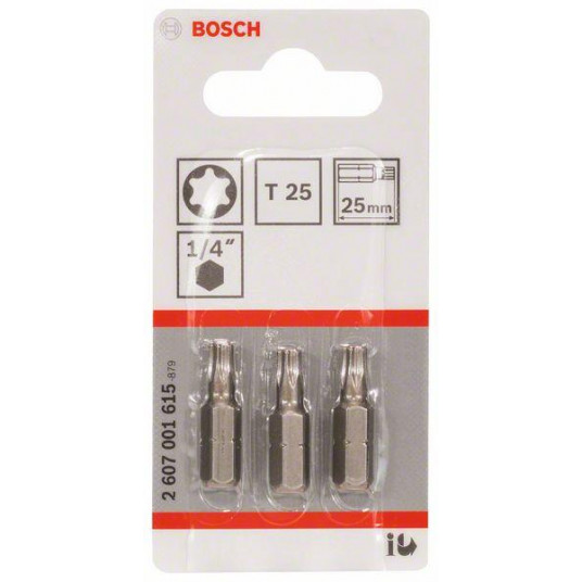 Skrūvgriežu uzgaļi Bosch Extra Hard T25, 25 mm, 3 gab.