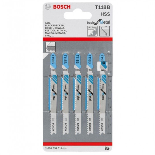 Leņķzāģa asmeņu komplekts Bosch, T118B, 5 gab.