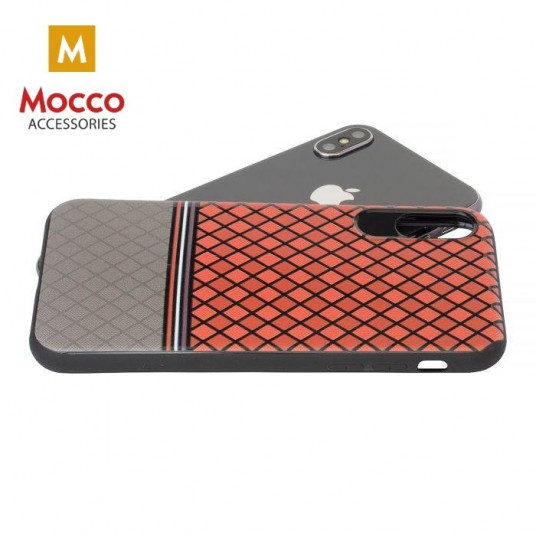 Mocco Trendy Grid And Stripes Silicone Back Case for Apple iPhone 7 Plus / 8 Plus Red (Pattern 2)