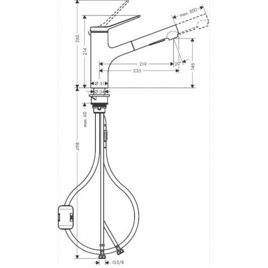 Virtuves maisītājs Hansgrohe Zesis M33 74800000