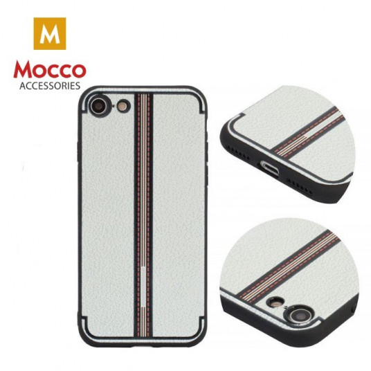 Mocco Trendy Grid And Stripes Silicone Back Case for Apple iPhone 7 Plus / 8 Plus White (Pattern 3)