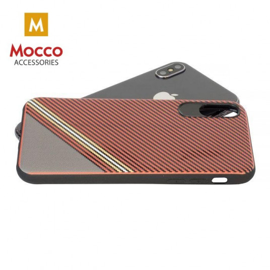 Mocco Trendy Grid And Stripes Silicone Back Case for Apple iPhone X / XS Red (Pattern 1)