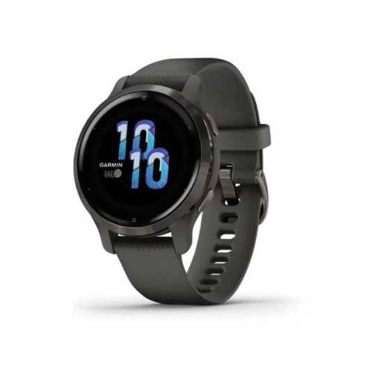 Vied Pulkstenis Garmin Venu 2S, GPS, Wi-Fi, ANT+,Slate Bezel with Graphite Case and Silicone Band | 010-02429-10
