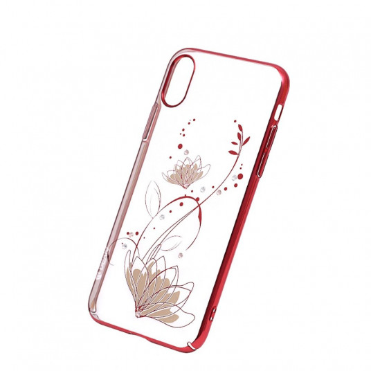 Devia Lotus Plastic Back Case With Swarovsky Crystals For Apple iPhone X / XS Red