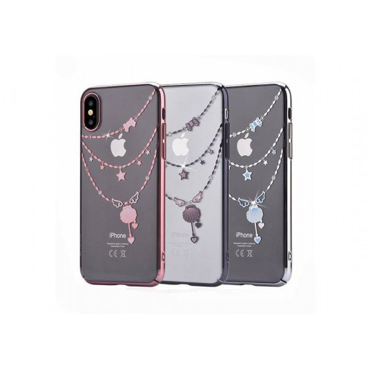 Devia Shell Plastic Back Case With Swarovsky Crystals For Apple iPhone X / XS Silver