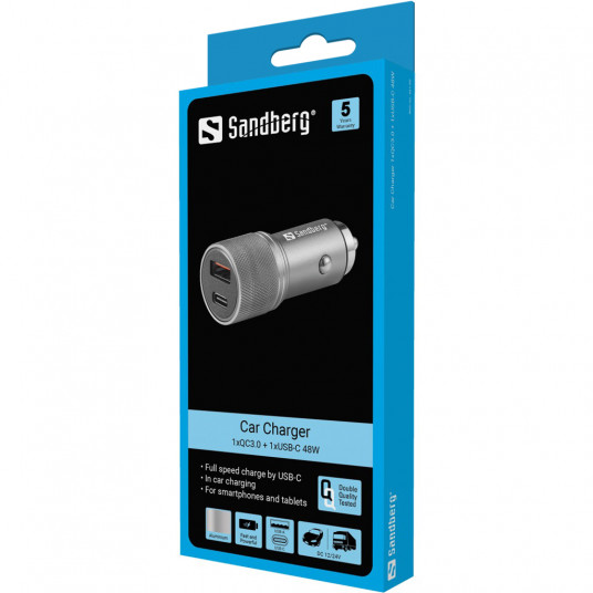 Sandberg 441-50 Auto lādētājs 1xQC3.0+1xUSBC 48W