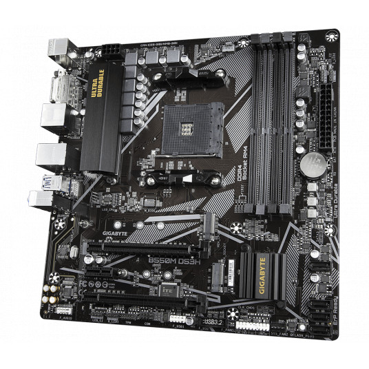 Gigabyte B550M DS3H 1.0 Processor family AMD, Processor socket AM4, DDR4 DIMM, Memory slots 4, Number of SATA connectors 4 x SATA 6Gb/s connectors, Chipset AMD B, Micro ATX