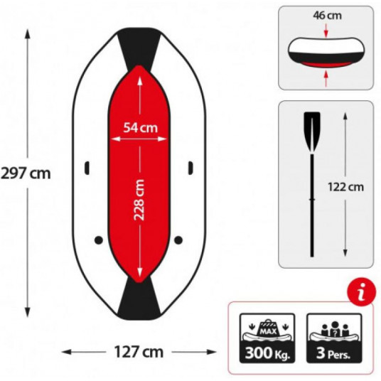 Piepūšamā laiva 3-vietīga Intex Mariner 3 BOAT SET (297x127x46)