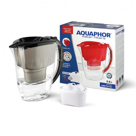 Filtra krūze Aquaphor Amethyst 2,8 l ar skaitītāju + B25 Maxfor plus kārtridžs, melns