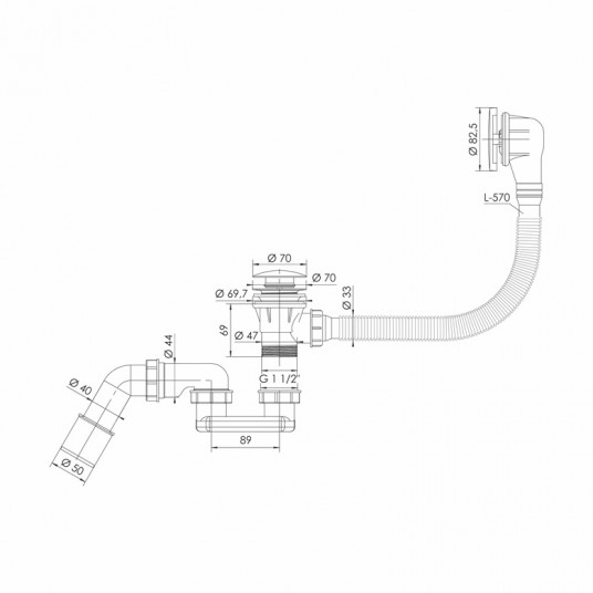 VANNAS SIFONS 2455 CLICK-CLAC MAT BLACK