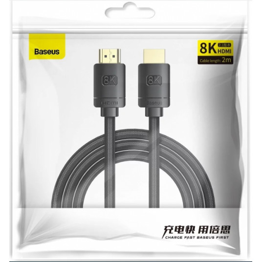 Baseus High Definition Series HDMI 2.1 cable, 8K 60Hz, 3D, HDR, 48Gbps, 2m Black