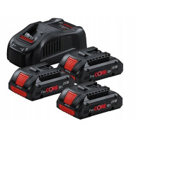 BOSCH. Akumulators 18V 4,0Ah x3 + akumulatori. GAL1880CV PROCORE