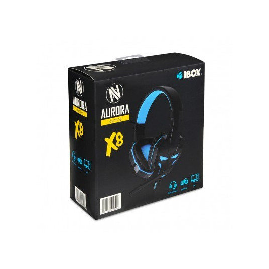 Austiņas iBOX X8 Gaming Headset Black/Blue