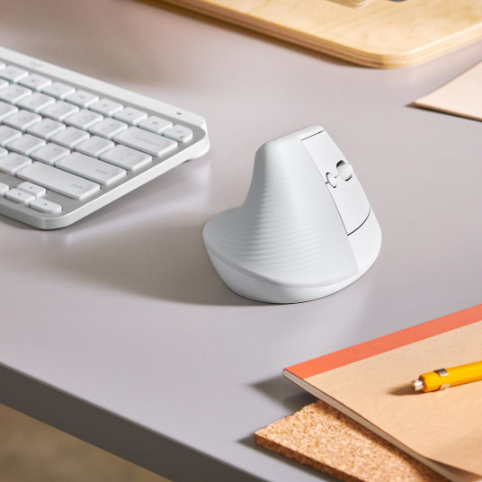 Pele Logitech Lift Vertical Ergonomic Optical White