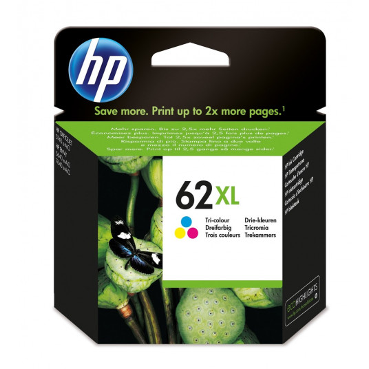 HP 62XL augstas ražības trīskrāsu oriģinālās tintes kasetne