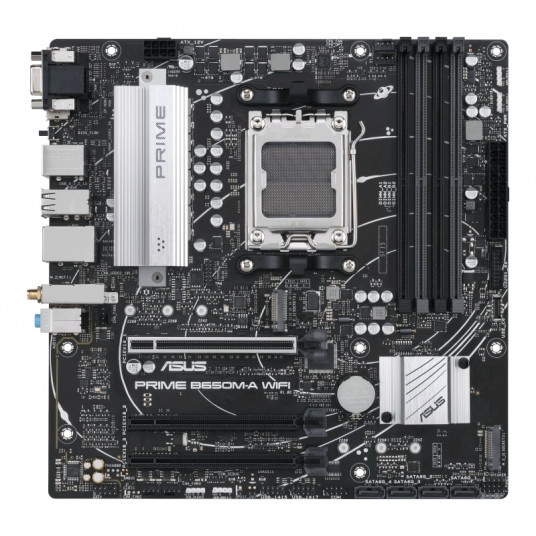Asus PRIME B650M-A WIFI Procesoru saime AMD, Procesora ligzda AM5, DDR5 DIMM, Atmiņas sloti 4, Atbalstītie cietā diska interfeisi SATA, M.2, SATA savienotāju skaits 4, Chipset AMD B650, mATX