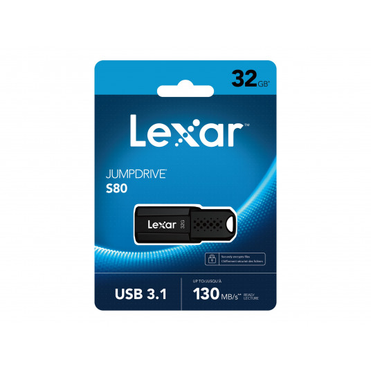 "Lexar" | "Flash atmiņas disks" | "JumpDrive S80" | 32 GB | USB 3.1 | Black