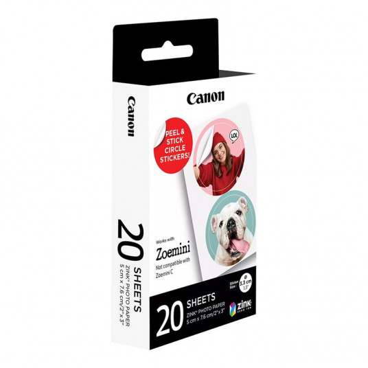 Photopaper Canon ZINK Pre-Cut Circle Sticker, 20 sheets