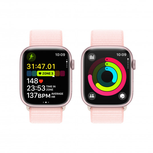 Viedpulkstenis Apple Watch Series 9 GPS + Cellular 45mm Pink Aluminium Case with Light Pink Sport Loop MRMM3ET/A