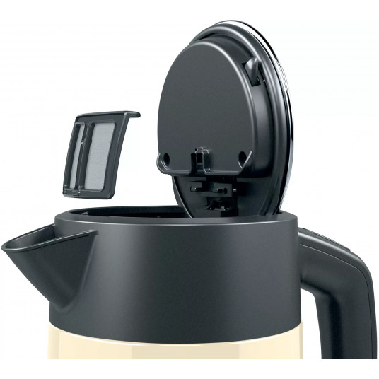 Bosch tējkanna TWK4P437 elektriskā, 2400 W, 1,7 l, nerūsējošais tērauds, bēšs