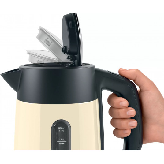 Bosch tējkanna TWK4P437 elektriskā, 2400 W, 1,7 l, nerūsējošais tērauds, bēšs