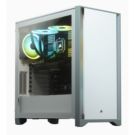 Datora korpuss Corsair Tempered Glass Mid-Tower ATX Case 4000D Side window,  Mid-Tower, White, Power supply included No, Steel, Tempered Glass, Plastic