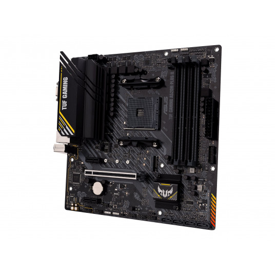 Asus | TUF GAMING A520M-PLUS II | Processor family AMD | Processor socket AM4 | DDR4 DIMM | Memory slots 4 | Supported hard disk drive interfaces 	SATA, M.2 | Number of SATA connectors 4 | Chipset  AMD A520 | Micro ATX