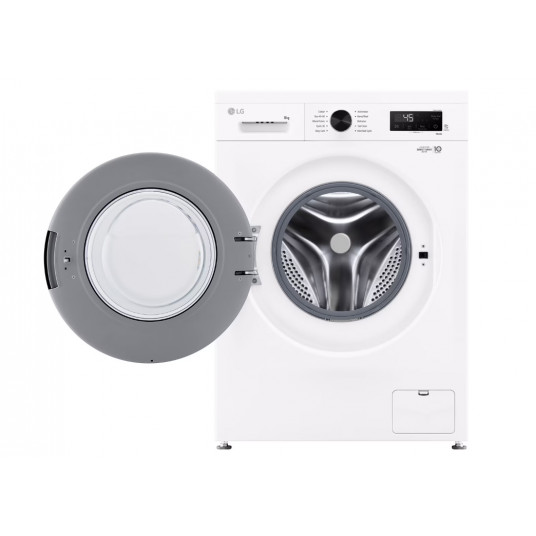 LG Washing Machine | F4X1008NWK | Energy efficiency class A | Front loading | Washing capacity 8 kg | 1350 RPM | Depth 56 cm | Width 60 cm | LED | Steam function | Direct drive | Wi-Fi | White