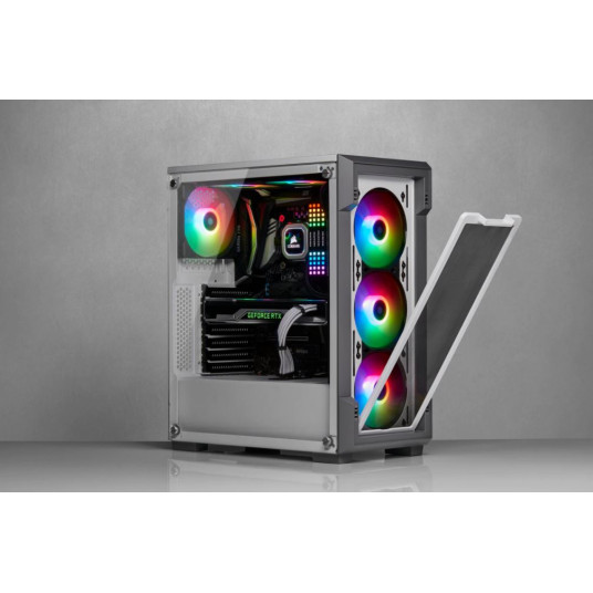Corsair Airflow Tempered Glass Mid-Tower Smart Case iCUE 220T RGB Side window,  Mid-Tower, White, Power supply included No, Steel, Tempered Glass