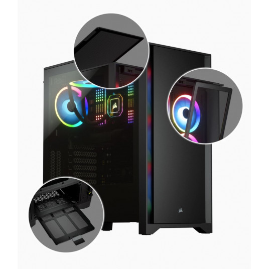 Corsair Tempered Glass Mid-Tower ATX Case 4000D Side window,  Mid-Tower, Black, Power supply included No, Steel, Tempered Glass