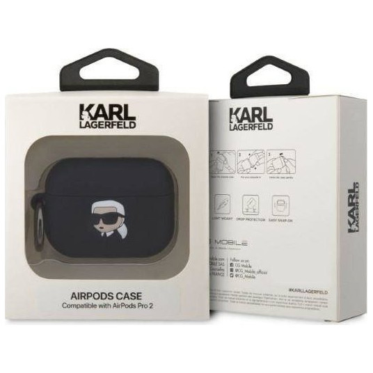 Karla Lāgerfelda silikona NFT Karl Head 3D — Etui AirPods Pro 2 (czarny)