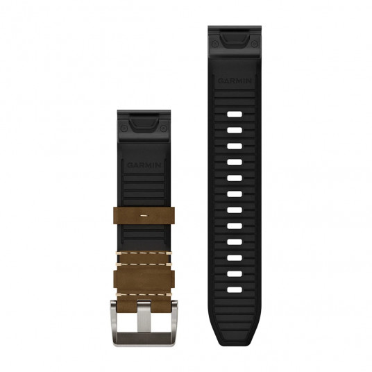 QuickFit 22 Watch Bands, Leather/FKM hybrid strap, tundra/black