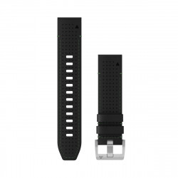 Quickfit 22 Watch Straps, Leather/FKM hybrid strap, black/green
